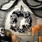 White Roses Wreath with Skulls Halloween Decoration 17 1/2" x 17 1/2"